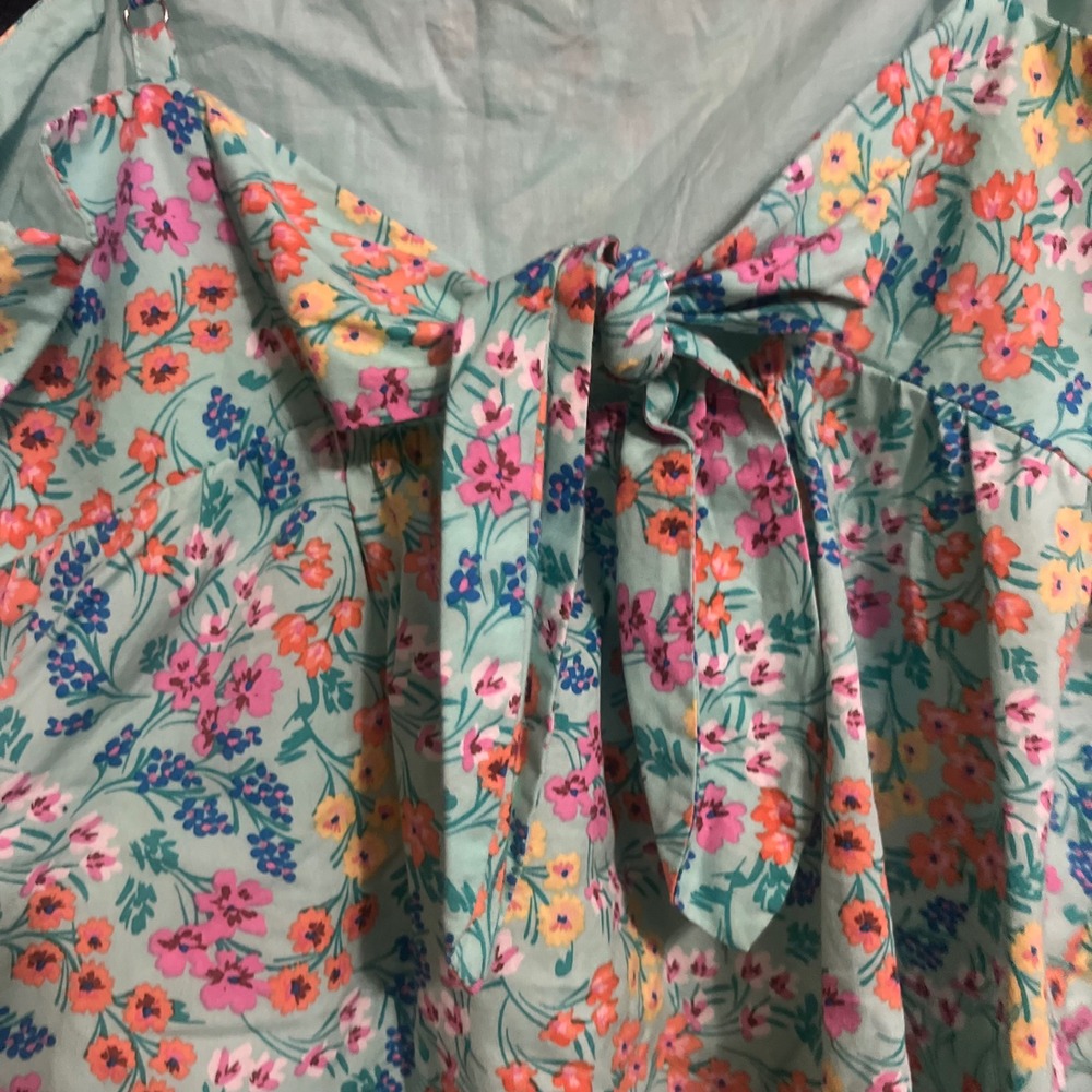 J.Crew Re-Imagined Floral Tie Back Camisole Top Mint Green Pink Orange 6 - Picture 3 of 6